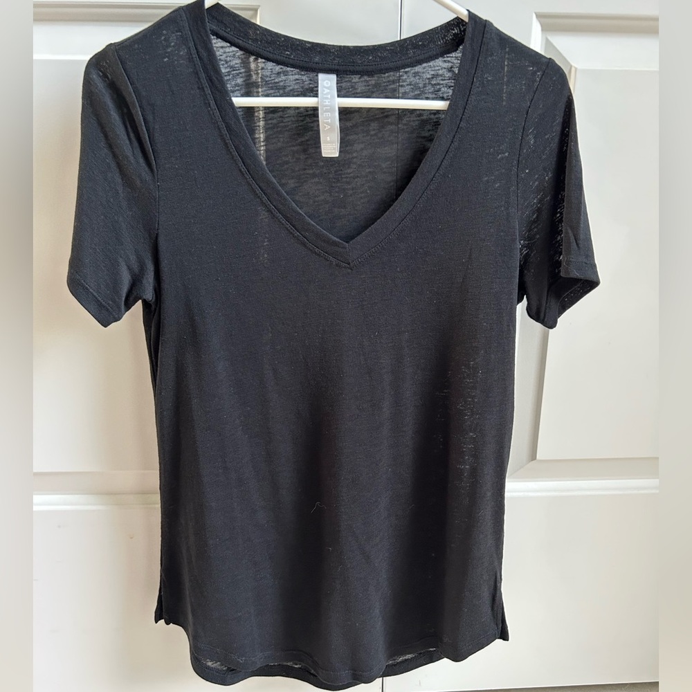 Athleta Black V-neck Short Sleeve T-Shirt